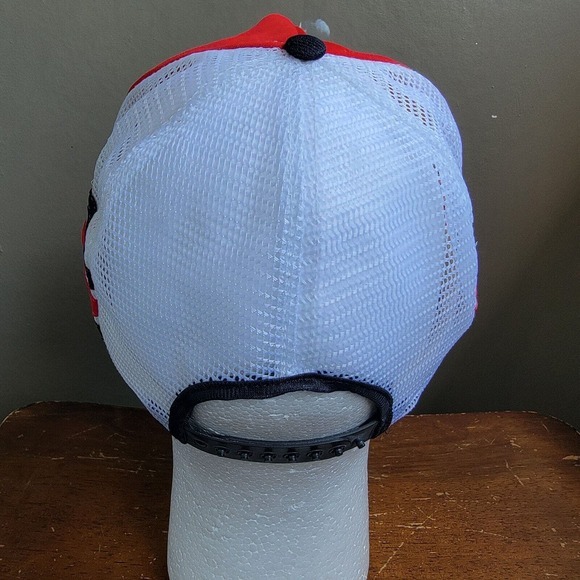Vintage‎ Motorcraft Quality Parts Three Stripe Mesh Snapback Trucker Hat Cap Red - Picture 4 of 9
